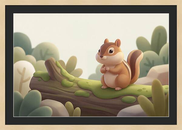 Chipmunk On Mossy Log