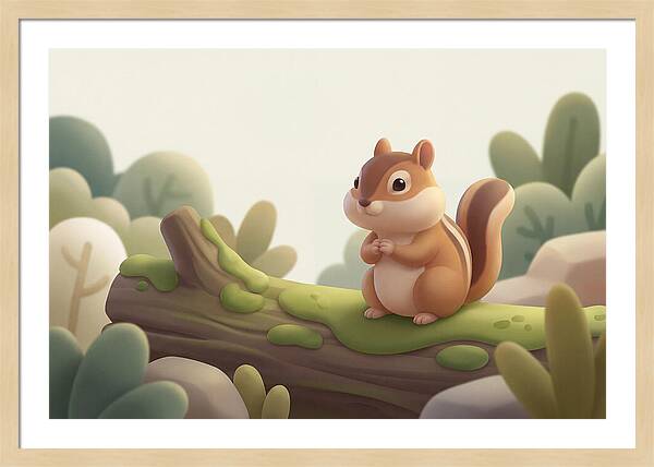 Chipmunk On Mossy Log