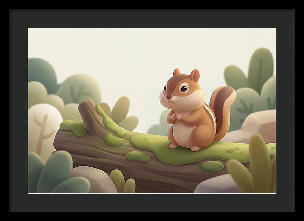 Chipmunk On Mossy Log