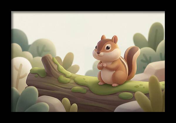 Chipmunk On Mossy Log