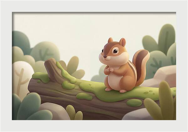 Chipmunk On Mossy Log