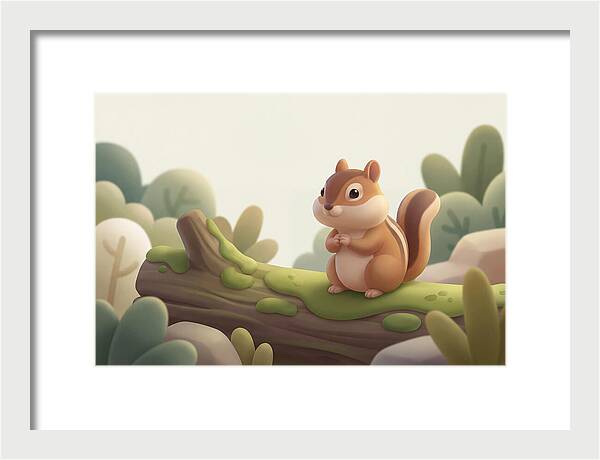 Chipmunk On Mossy Log