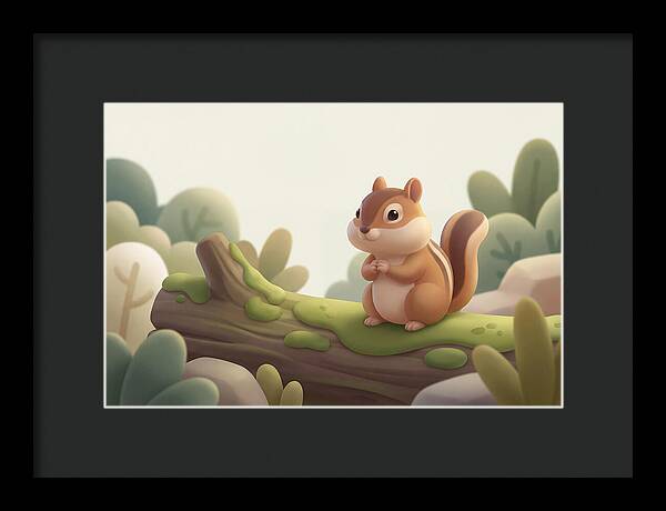 Chipmunk On Mossy Log