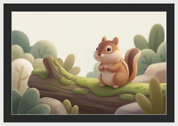 Chipmunk On Mossy Log