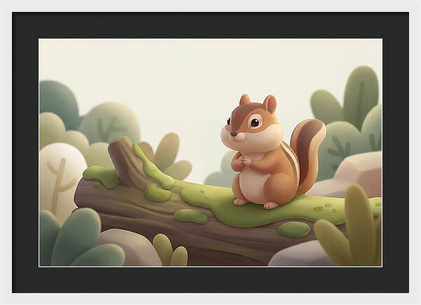 Chipmunk On Mossy Log