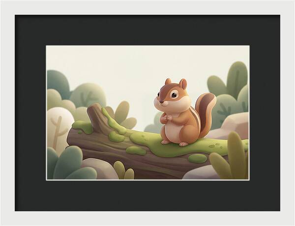 Chipmunk On Mossy Log