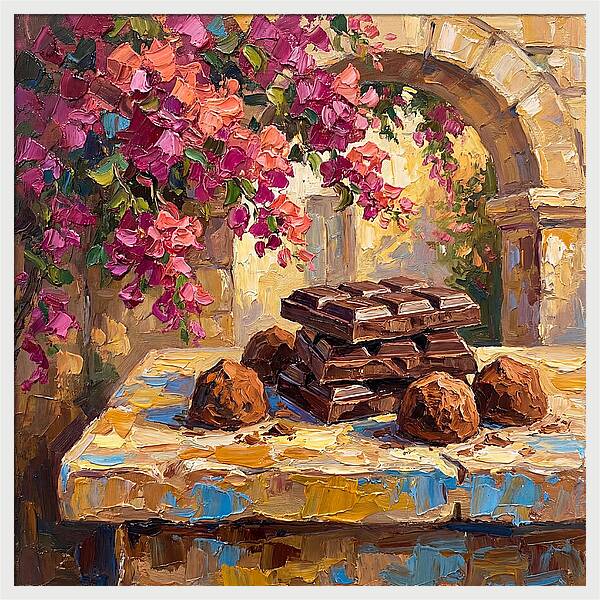 Chocolate Indulgence Under Bougainvillea