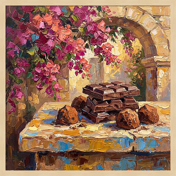 Chocolate Indulgence Under Bougainvillea