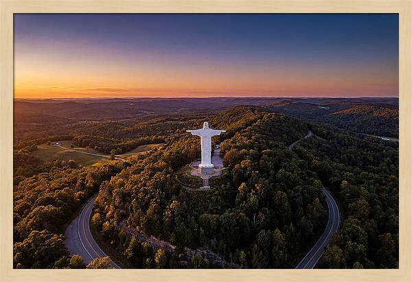 Christ Of The Ozarks At Dusk