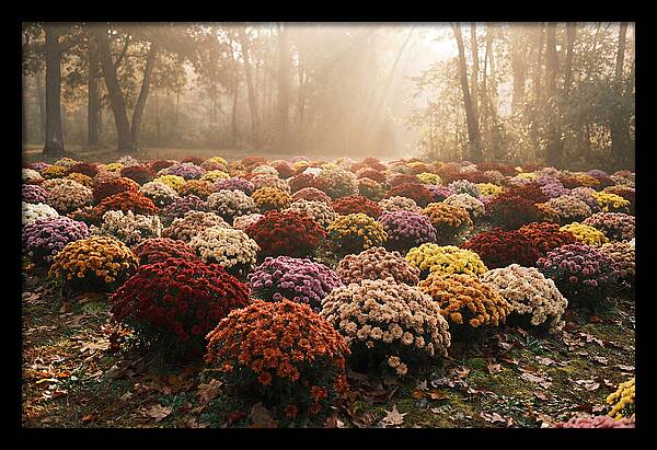 Chrysanthemum Display In Autumn Glow