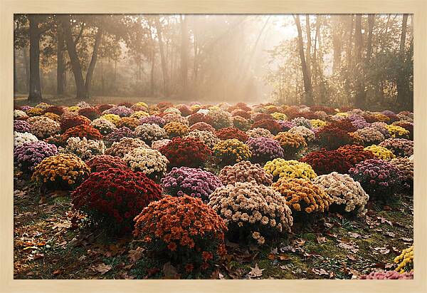 Chrysanthemum Display In Autumn Glow