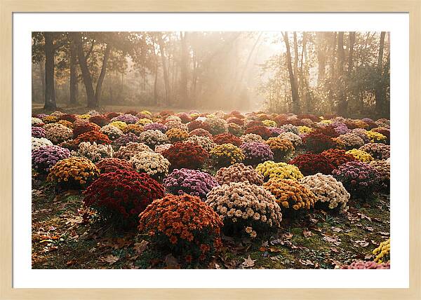Chrysanthemum Display In Autumn Glow