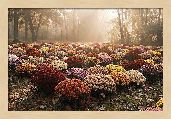 Chrysanthemum Display In Autumn Glow