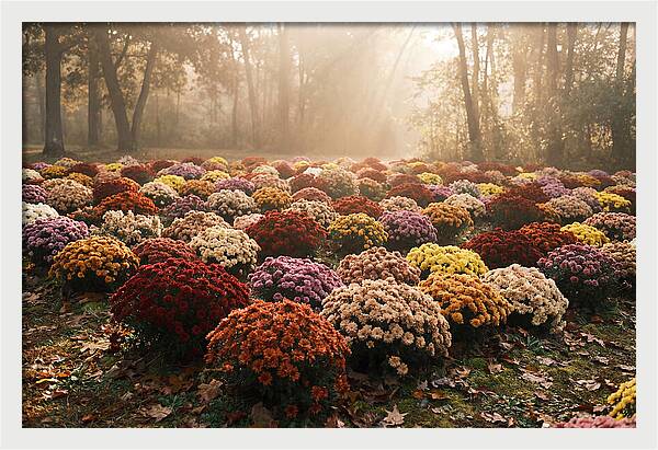 Chrysanthemum Display In Autumn Glow