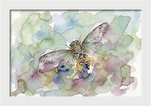 Cicada In Watercolor Dreamscape