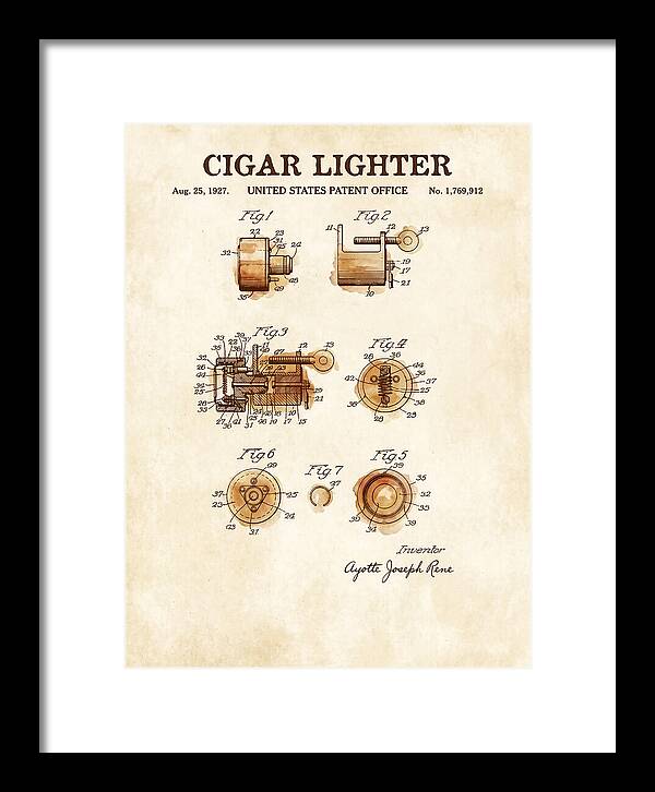 Cigar Lighter Watercolor Patent Us1769912a