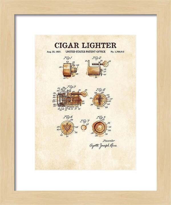 Cigar Lighter Watercolor Patent Us1769912a