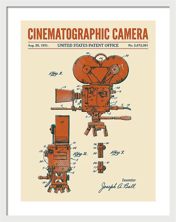 Cinematographic Camera Retro Patent Us2072091a