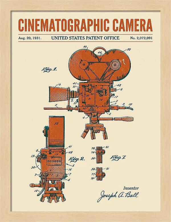 Cinematographic Camera Retro Patent Us2072091a