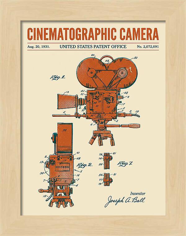 Cinematographic Camera Retro Patent Us2072091a