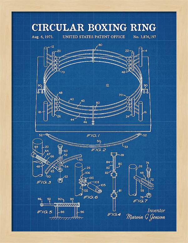 Circular Boxing Ring Blueprint Patent Us3876197a