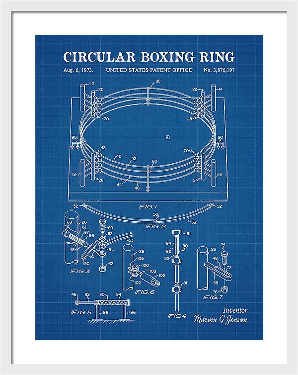 Circular Boxing Ring Blueprint Patent Us3876197a