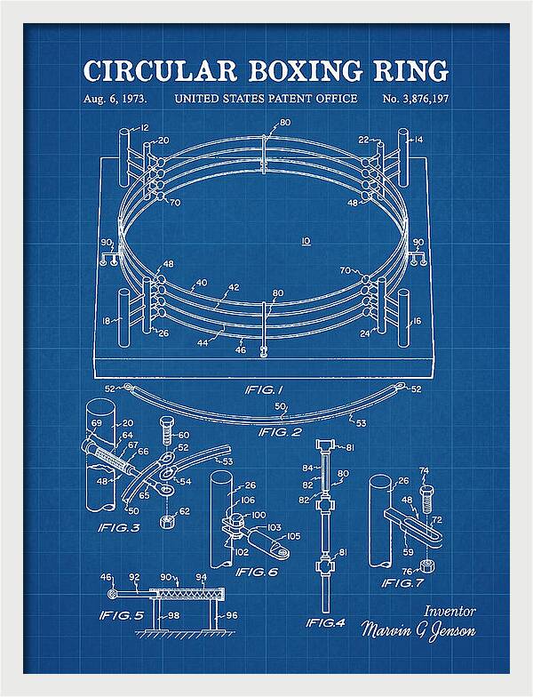 Circular Boxing Ring Blueprint Patent Us3876197a