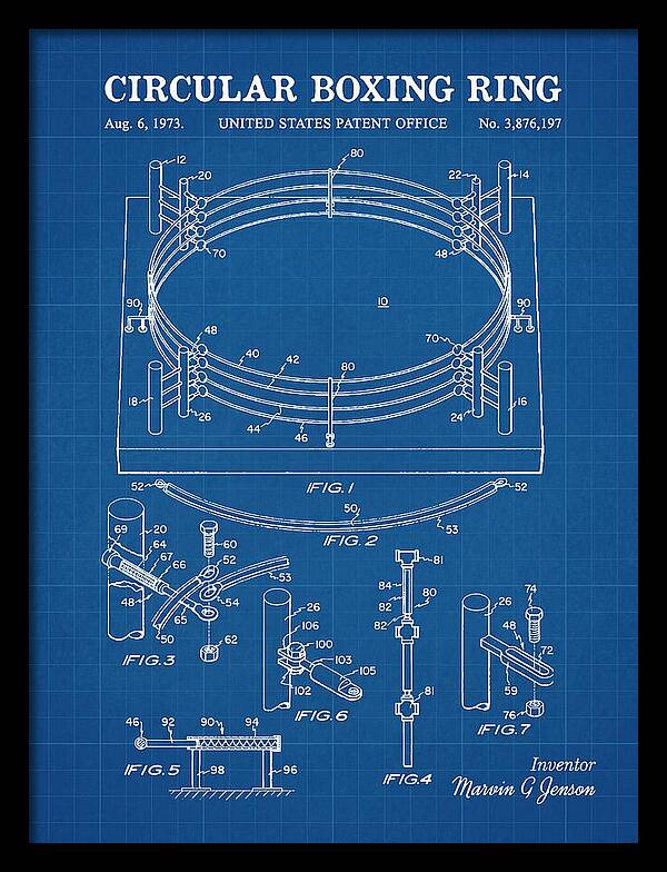 Circular Boxing Ring Blueprint Patent Us3876197a