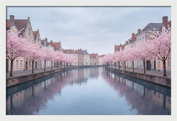 City Canal Under Cherry Blossoms