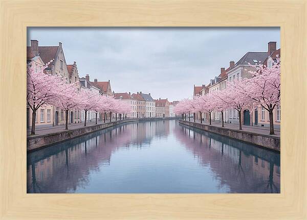 City Canal Under Cherry Blossoms