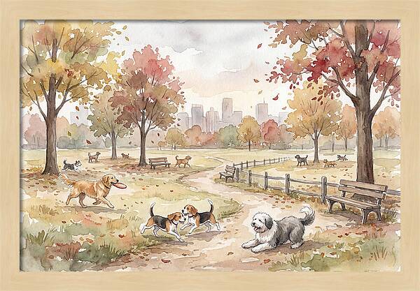 City Dog Park In Autumn