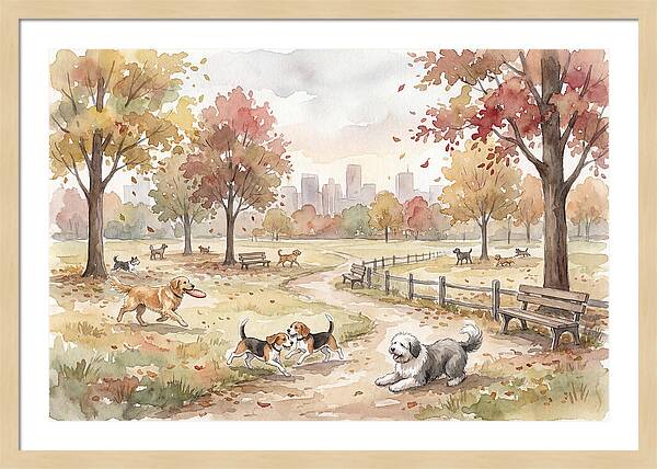 City Dog Park In Autumn