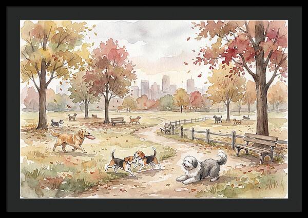 City Dog Park In Autumn