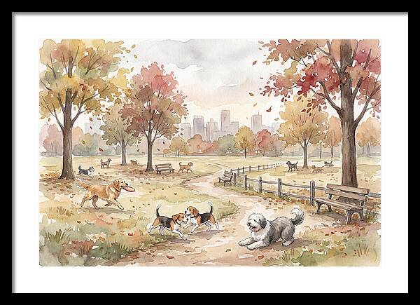City Dog Park In Autumn