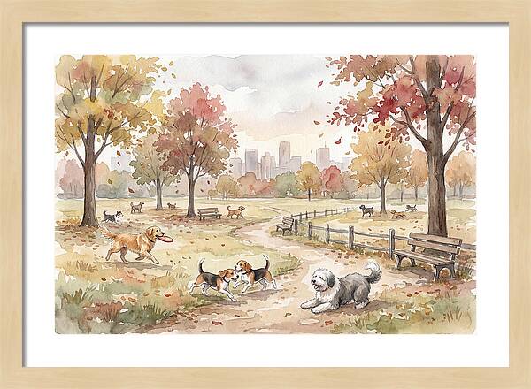 City Dog Park In Autumn
