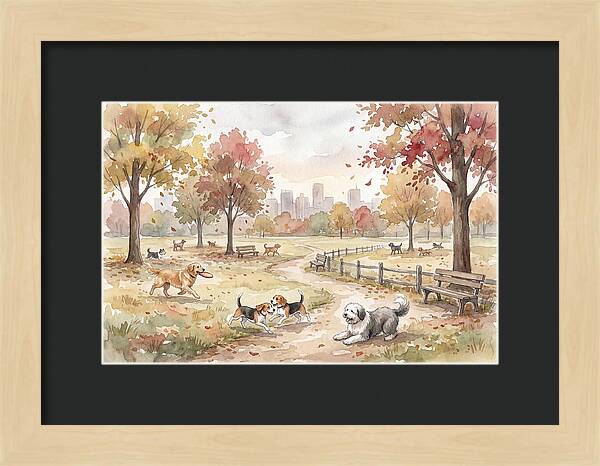 City Dog Park In Autumn