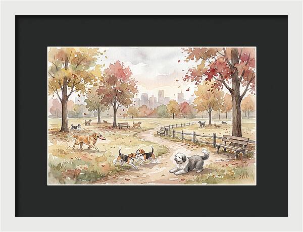 City Dog Park In Autumn