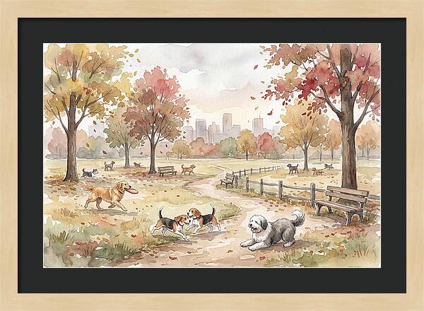 City Dog Park In Autumn