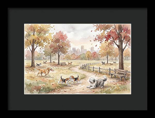 City Dog Park In Autumn