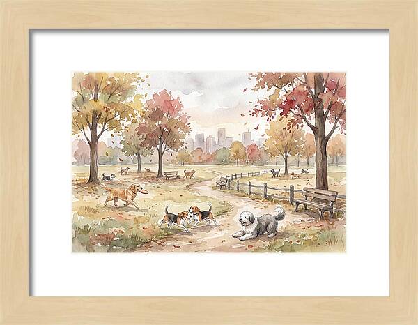 City Dog Park In Autumn