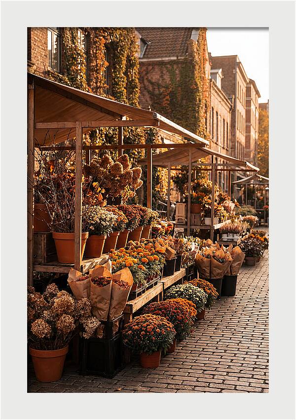 City Flower District In Autumn