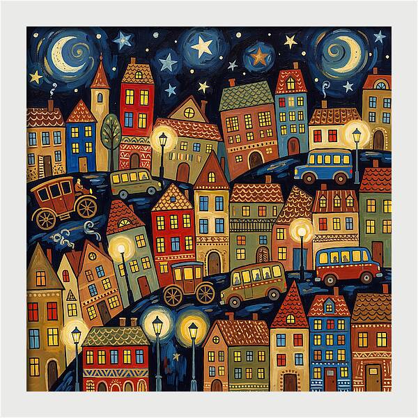 City Lights Under Stars