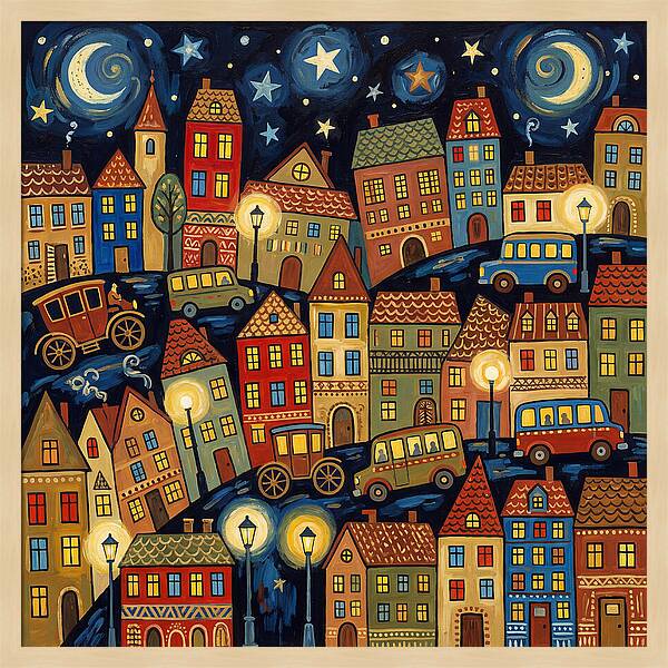 City Lights Under Stars
