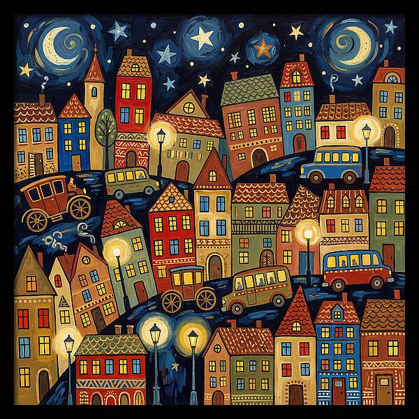 City Lights Under Stars