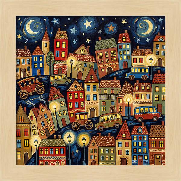 City Lights Under Stars