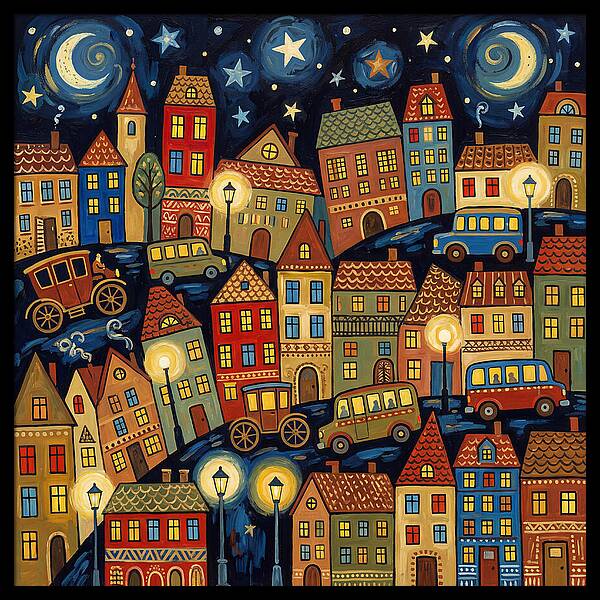City Lights Under Stars