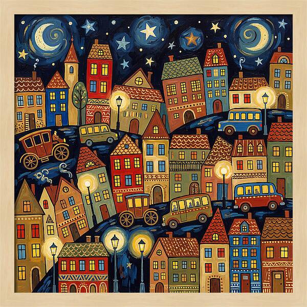 City Lights Under Stars