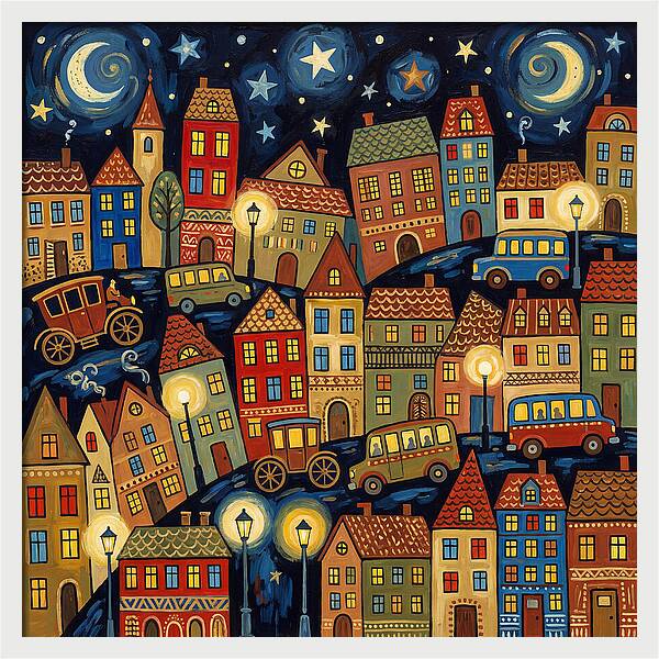 City Lights Under Stars
