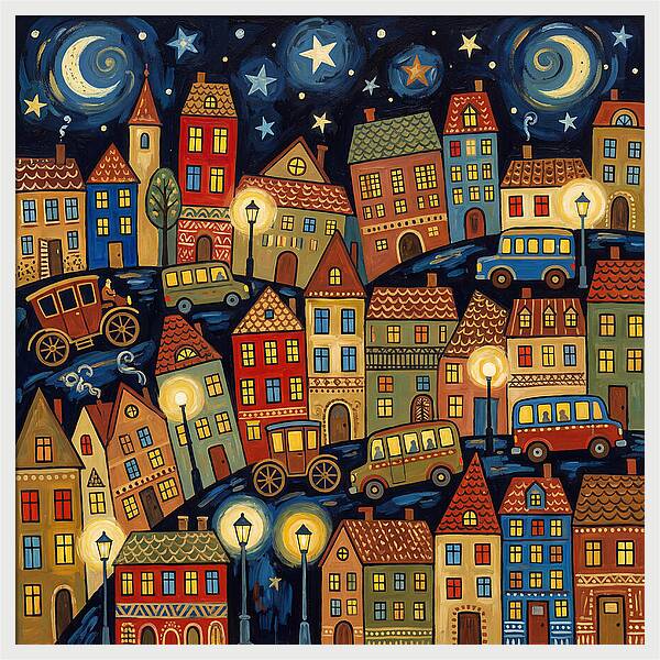 City Lights Under Stars