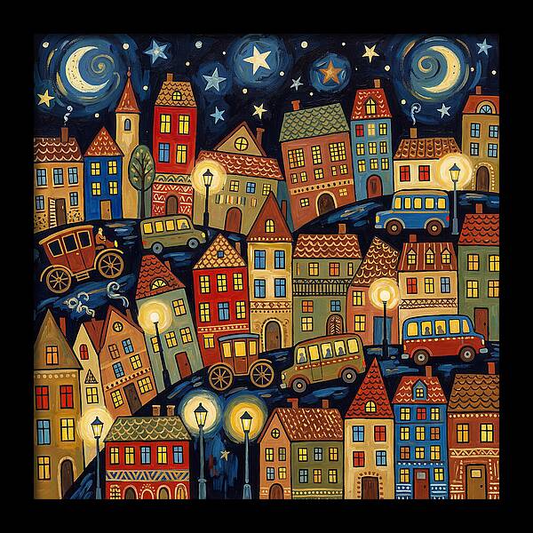 City Lights Under Stars